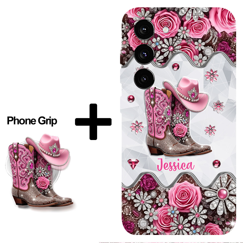 Bottes de cowgirl - Coque de téléphone personnalisée avec imprimé intégral cowgirl et support pour téléphone