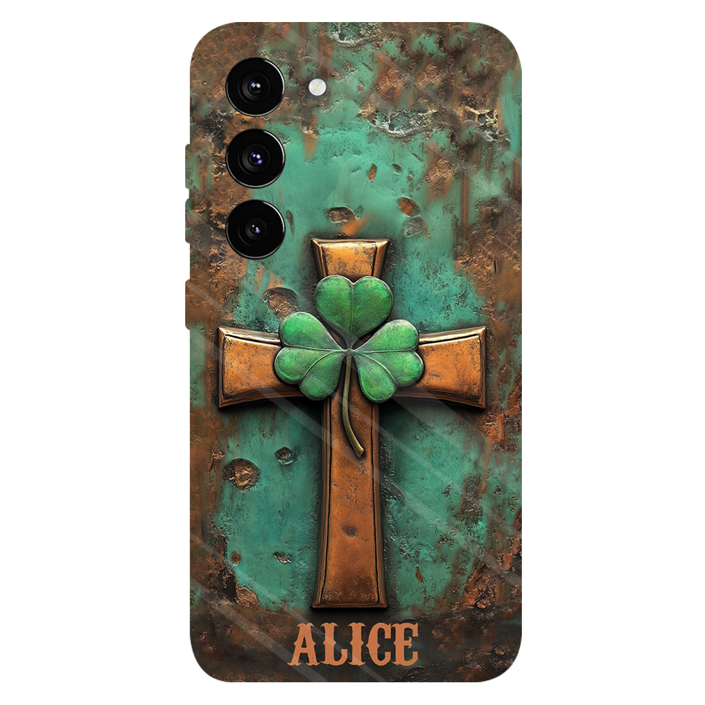 Coque de téléphone vintage avec croix irlandaise et impression intégrale personnalisée pour la Saint-Patrick