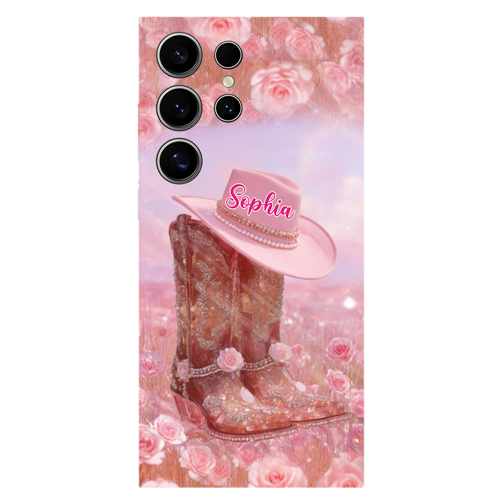 Florales Cowgirl-Motiv – Personalisierte Handyhülle und Handygriff mit Cowgirl-Vollbilddruck