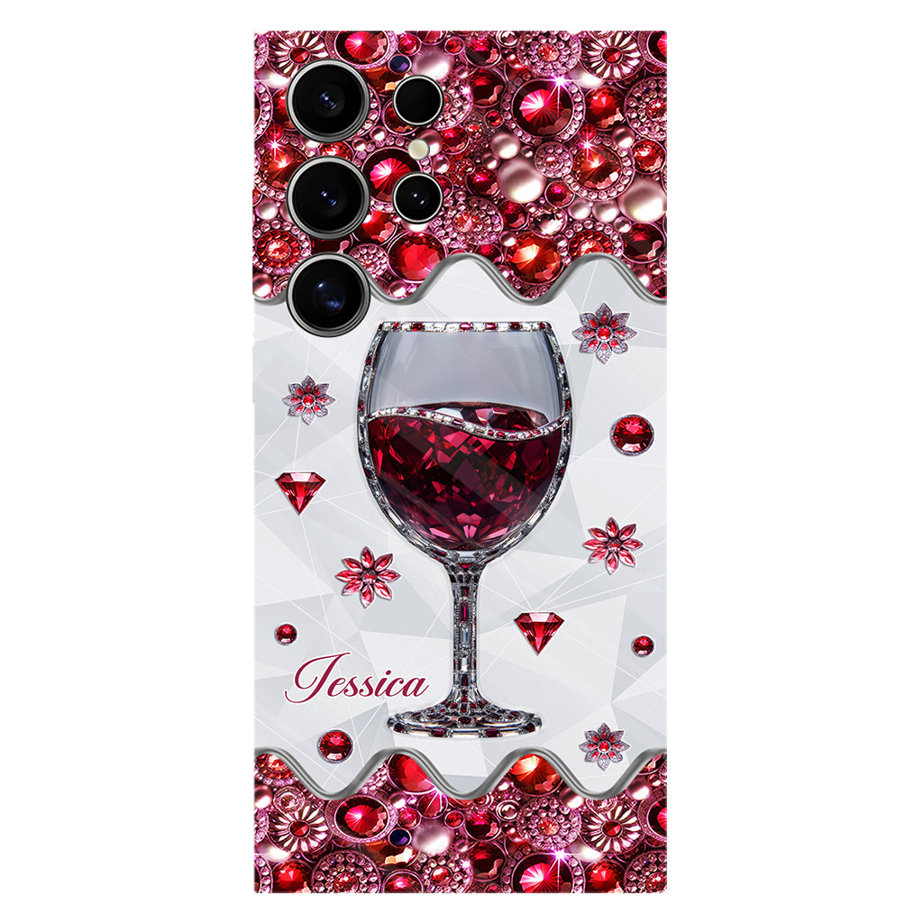Une fille qui aime le vin - Coque de téléphone personnalisée avec impression intégrale sur le thème du vin