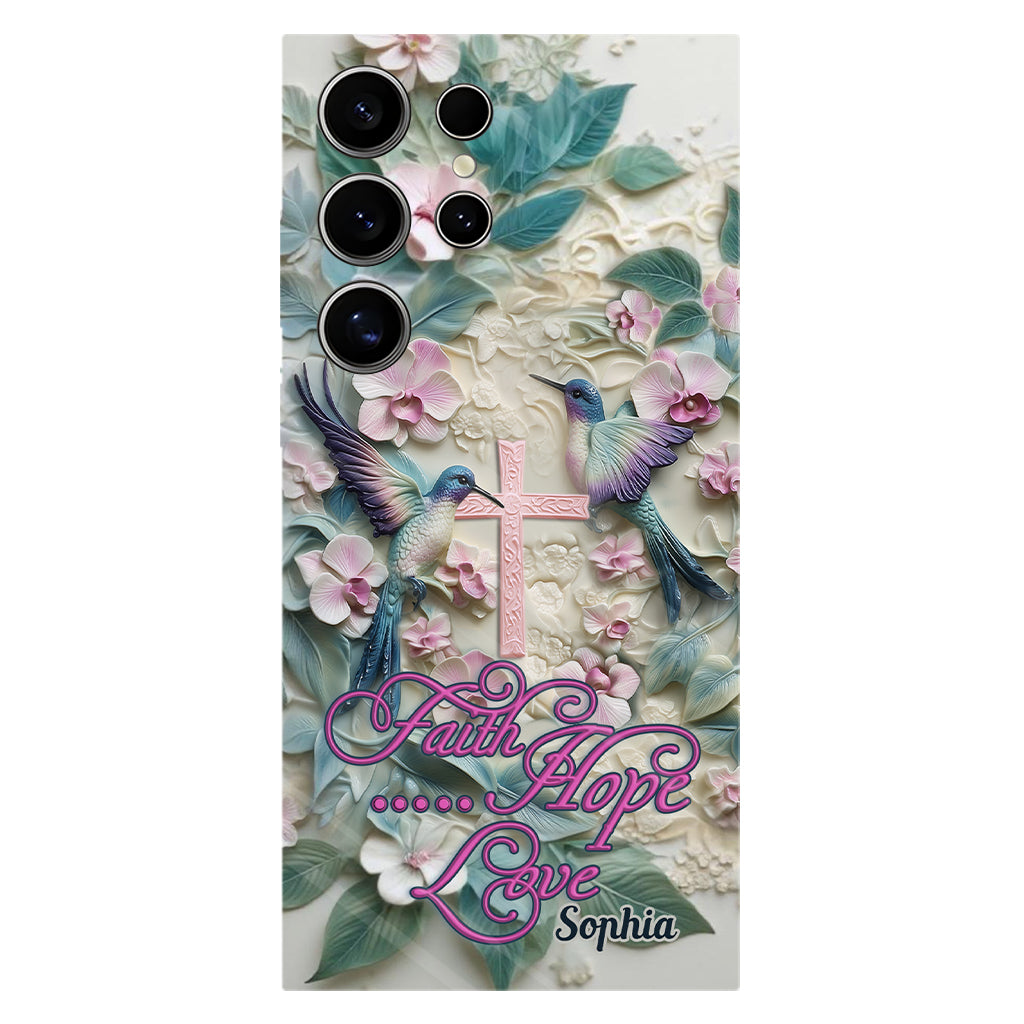 Glaube, Hoffnung, Liebe – Personalisierte Handyhülle mit Kolibri-Vollbild