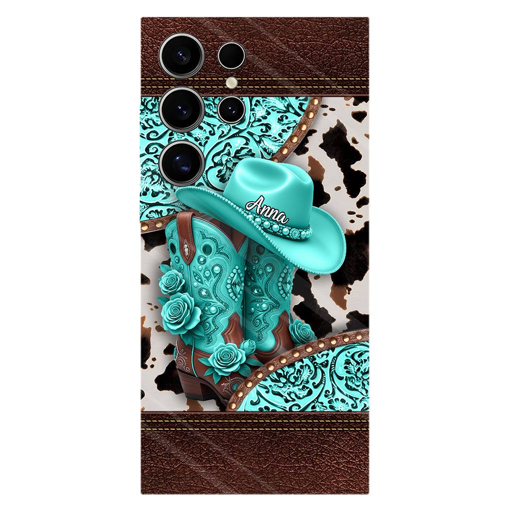 Western-Cowgirl-Stiefel – Personalisierte Handyhülle mit Cowgirl-Vollprint
