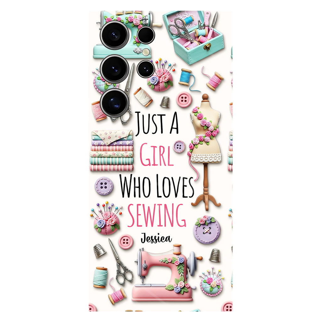 Coque de téléphone personnalisée « Juste une fille qui aime coudre » avec impression intégrale