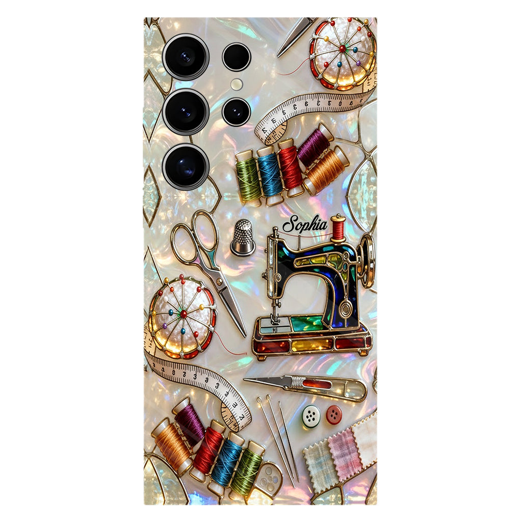 Ich liebe Nähen – Personalisierte Handyhülle mit Nähmotiv