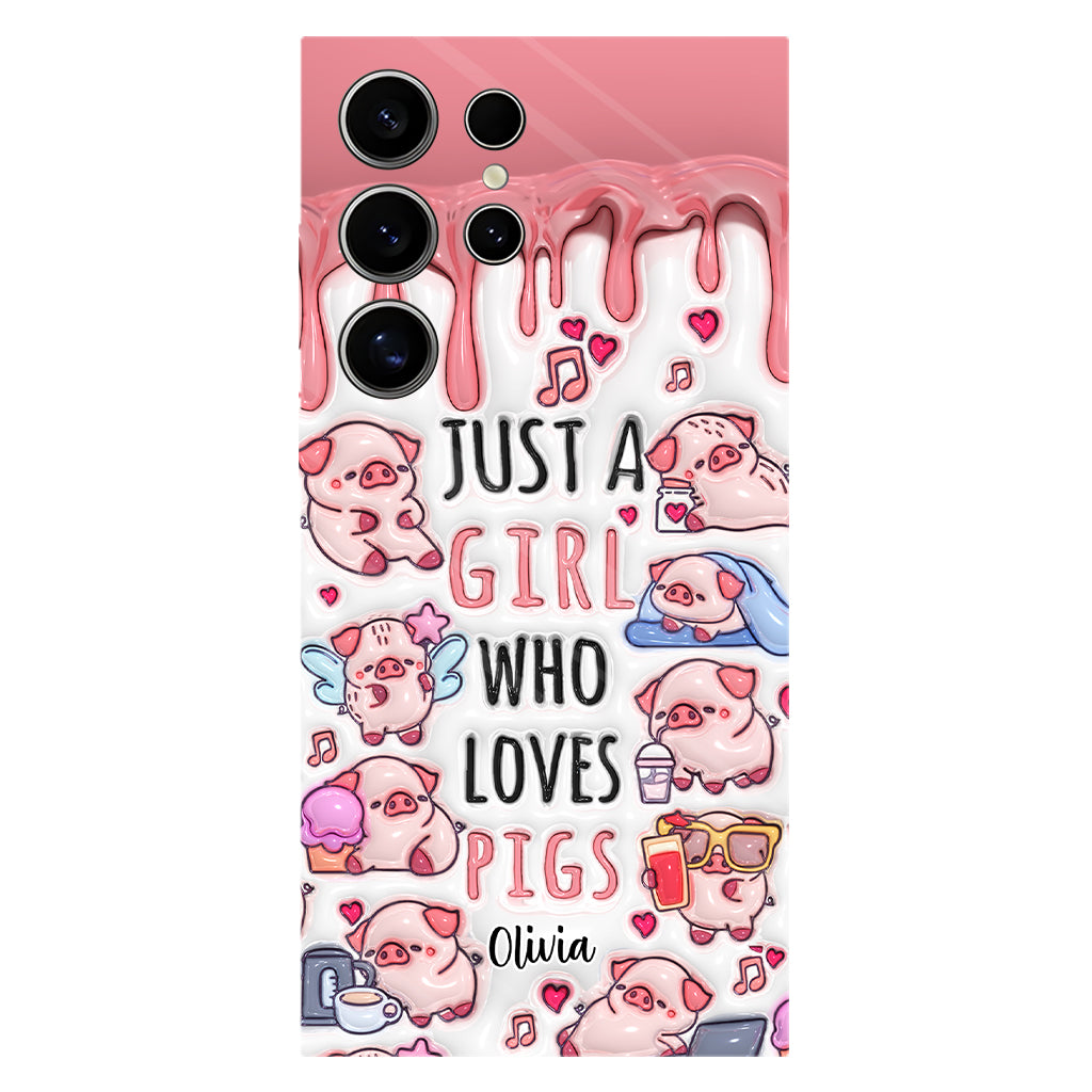 Juste une fille qui aime les cochons - Coque de téléphone personnalisée avec impression intégrale pour les amoureux des cochons