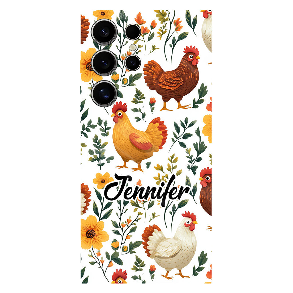 Cute Floral Chickens - Personalized Chicken Full Print Phone Case