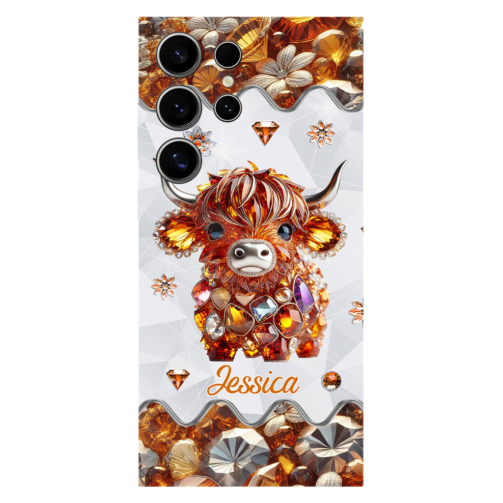 Coque de téléphone personnalisée avec impression intégrale « Juste une fille qui aime les vaches des Highlands »