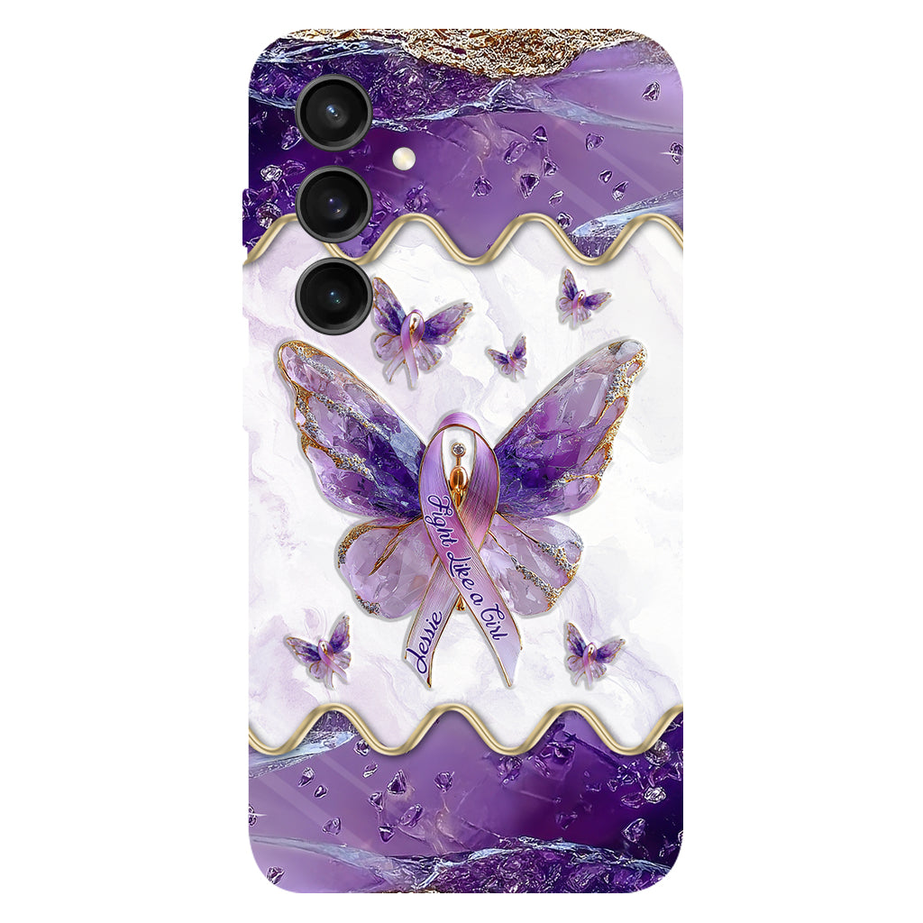 Combattez comme une fille - Coque de téléphone personnalisée avec impression intégrale pour la sensibilisation au lupus