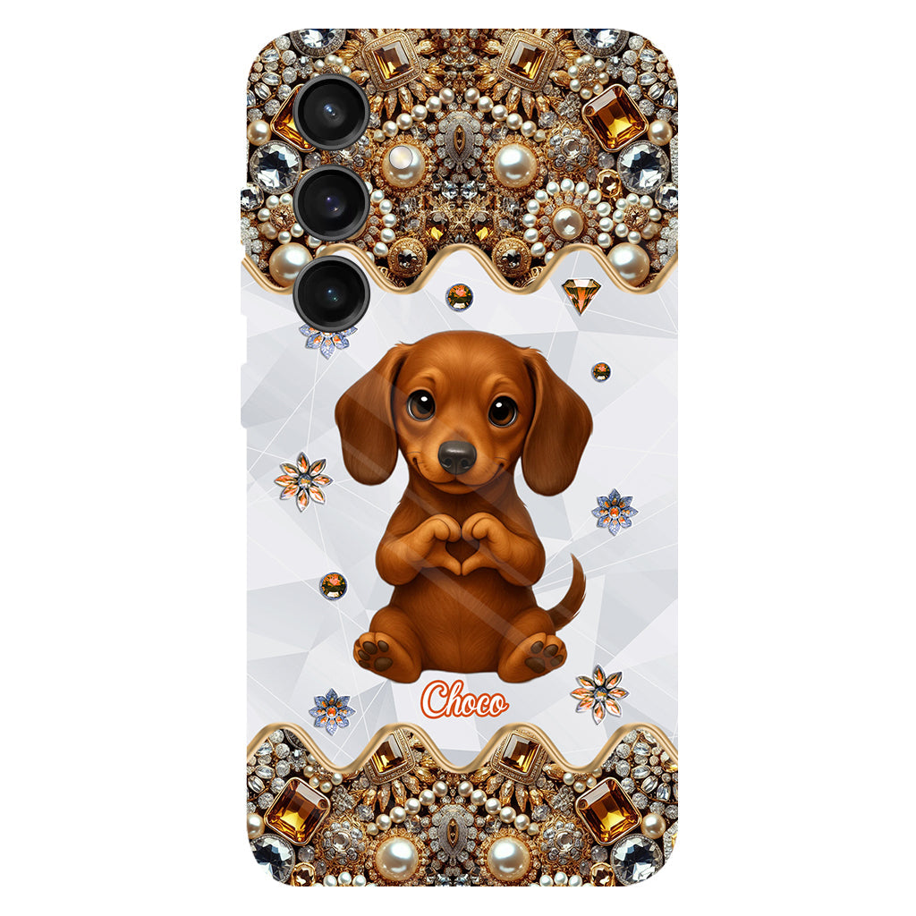 Coque de téléphone personnalisée avec motif de chiot/chat faisant des cœurs avec ses mains