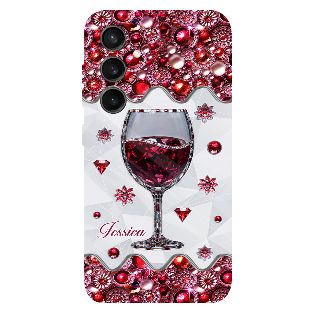 Une fille qui aime le vin - Coque de téléphone personnalisée avec impression intégrale sur le thème du vin