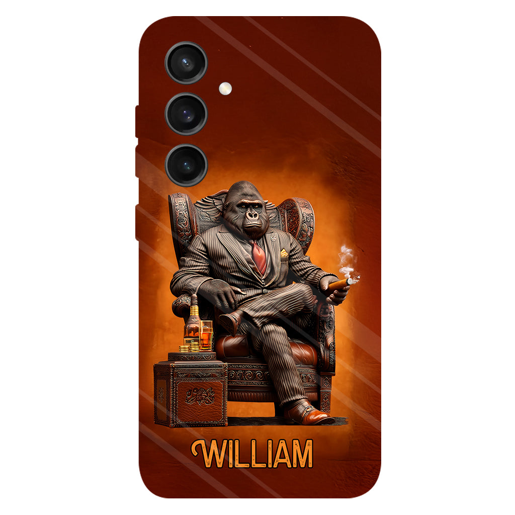 Whiskey & Cigar Gorilla - Coque de téléphone personnalisée avec impression intégrale sur le thème du whisky