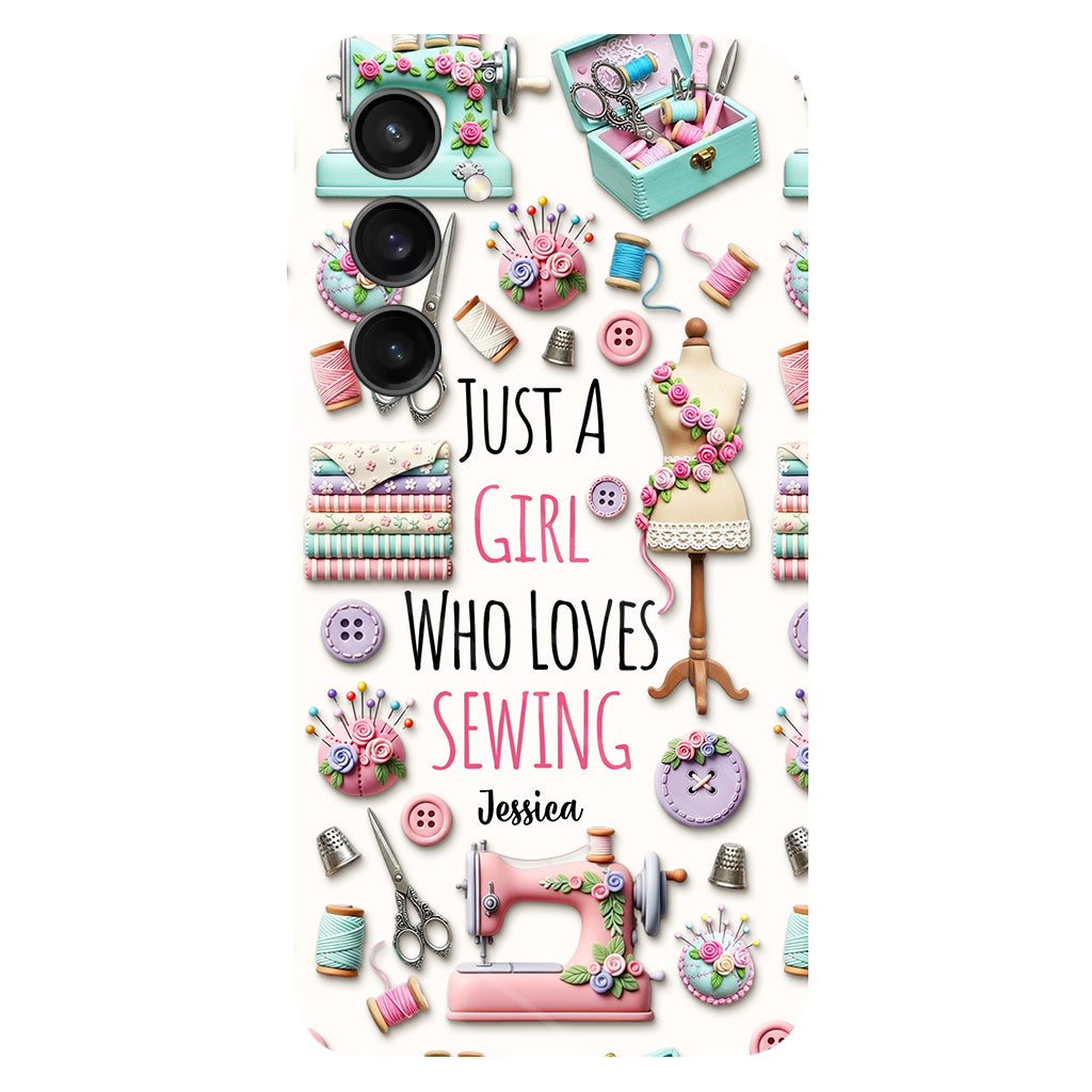 Coque de téléphone personnalisée « Juste une fille qui aime coudre » avec impression intégrale