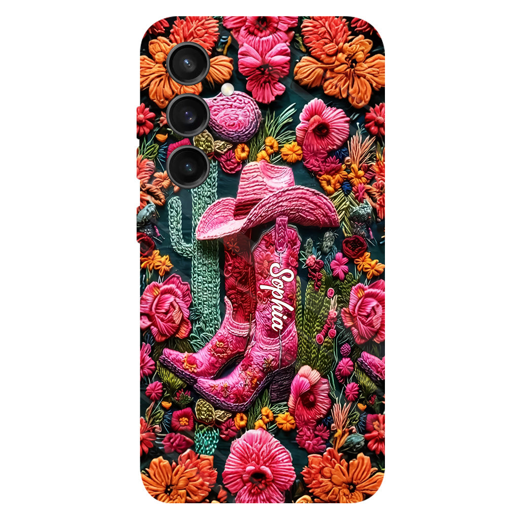 Coque de téléphone personnalisée « Cowgirl rose » avec imprimé intégral