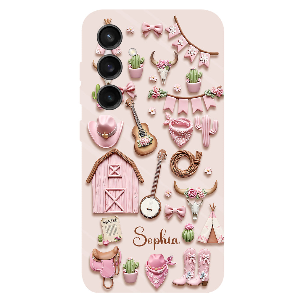 Coque de téléphone personnalisée avec imprimé intégral « Cowgirl rose »