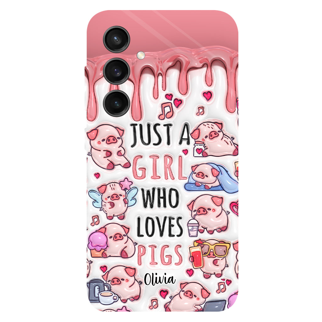 Juste une fille qui aime les cochons - Coque de téléphone personnalisée avec impression intégrale pour les amoureux des cochons