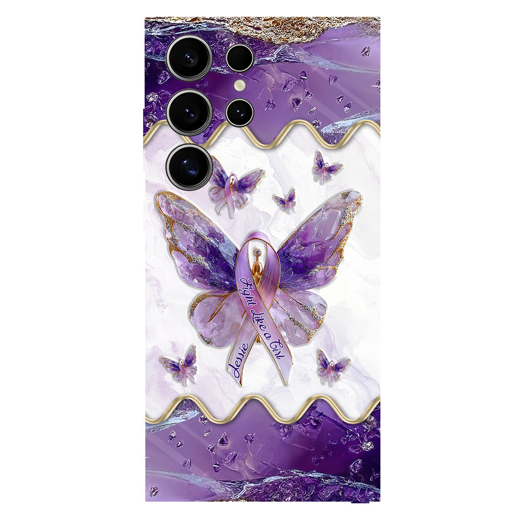 Combattez comme une fille - Coque de téléphone personnalisée avec impression intégrale pour la sensibilisation au lupus