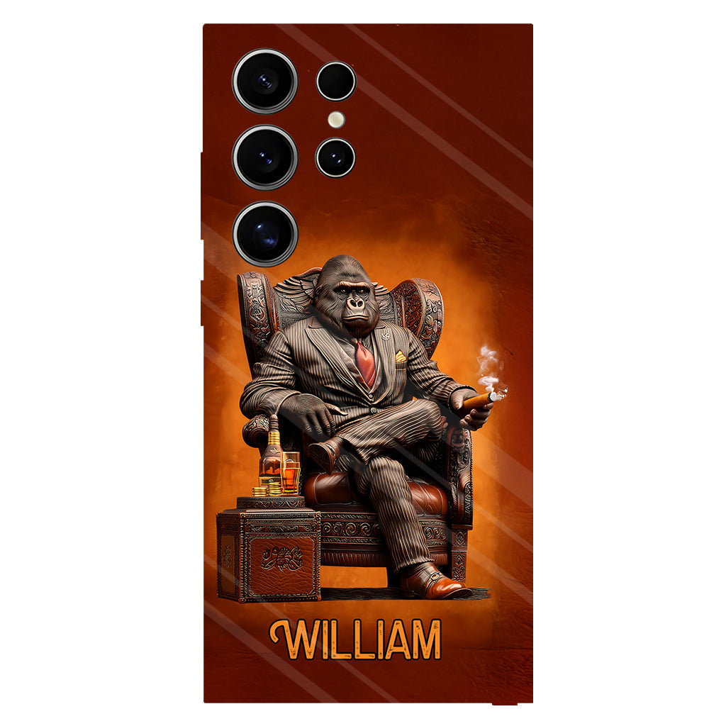 Whiskey & Cigar Gorilla - Coque de téléphone personnalisée avec impression intégrale sur le thème du whisky