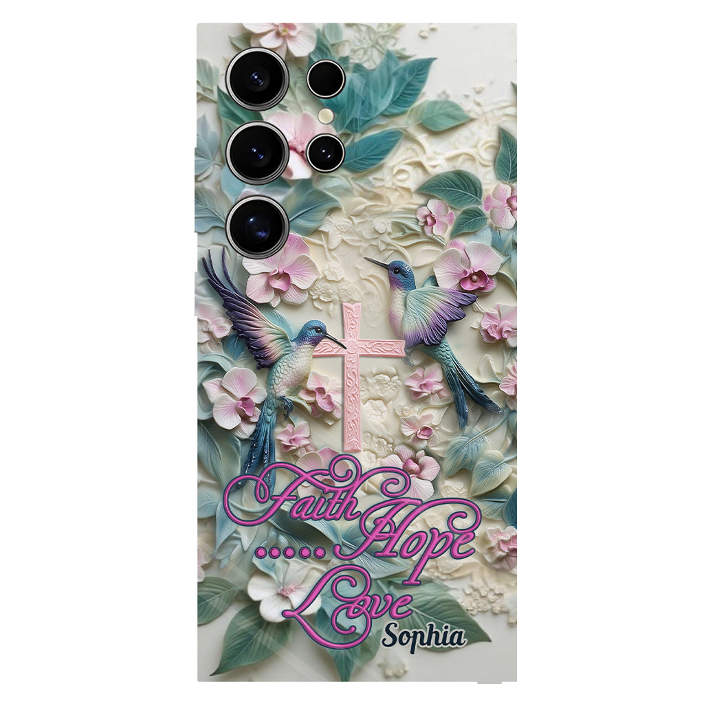Glaube, Hoffnung, Liebe – Personalisierte Handyhülle mit Kolibri-Vollbild