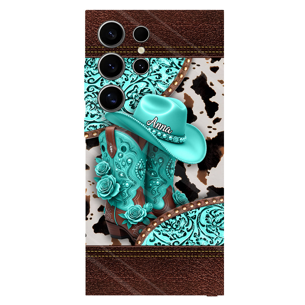 Western-Cowgirl-Stiefel – Personalisierte Handyhülle mit Cowgirl-Vollprint