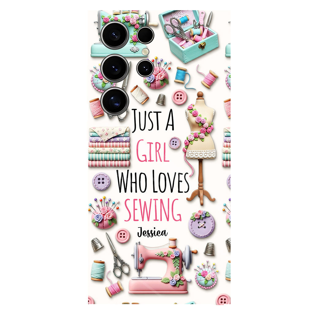 Coque de téléphone personnalisée « Juste une fille qui aime coudre » avec impression intégrale
