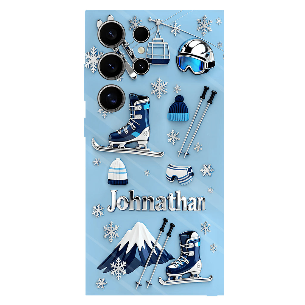 Le ski me rend heureux - Coque de téléphone personnalisée avec impression intégrale sur le thème du ski