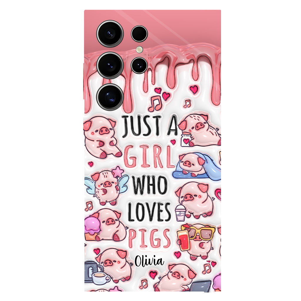 Juste une fille qui aime les cochons - Coque de téléphone personnalisée avec impression intégrale pour les amoureux des cochons