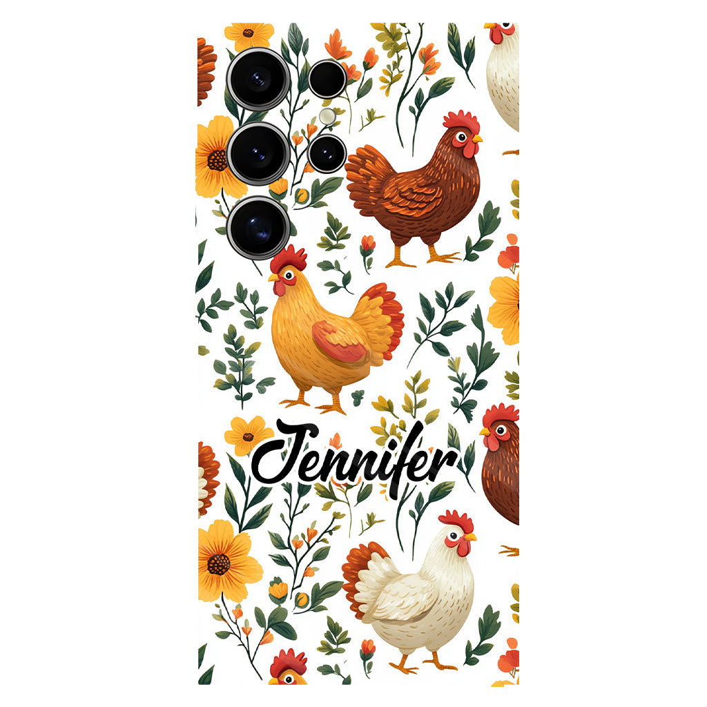 Cute Floral Chickens - Personalized Chicken Full Print Phone Case