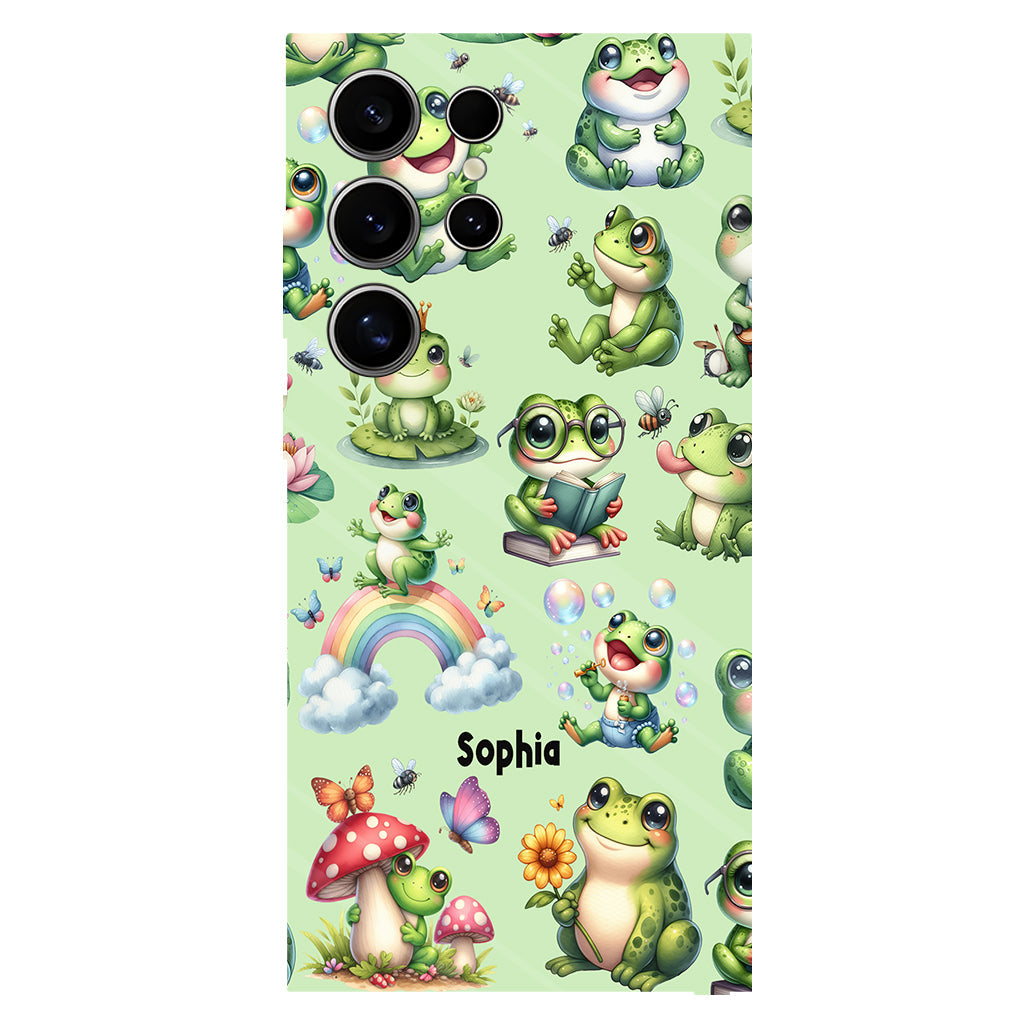 Einfach ein Mädchen, das Frösche liebt – Personalisierte Handyhülle mit Frosch-Vollbilddruck
