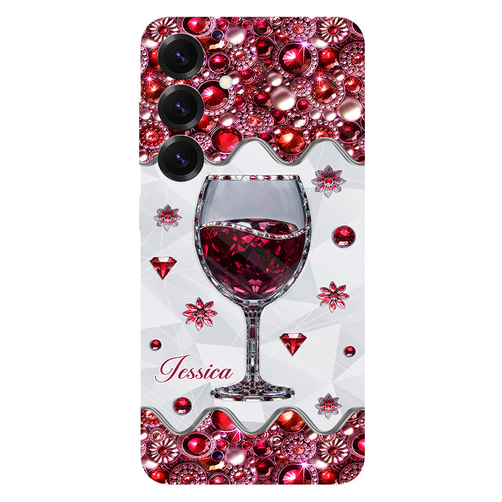 Une fille qui aime le vin - Coque de téléphone personnalisée avec impression intégrale sur le thème du vin