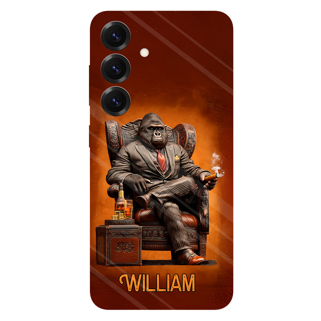 Whiskey & Cigar Gorilla - Coque de téléphone personnalisée avec impression intégrale sur le thème du whisky