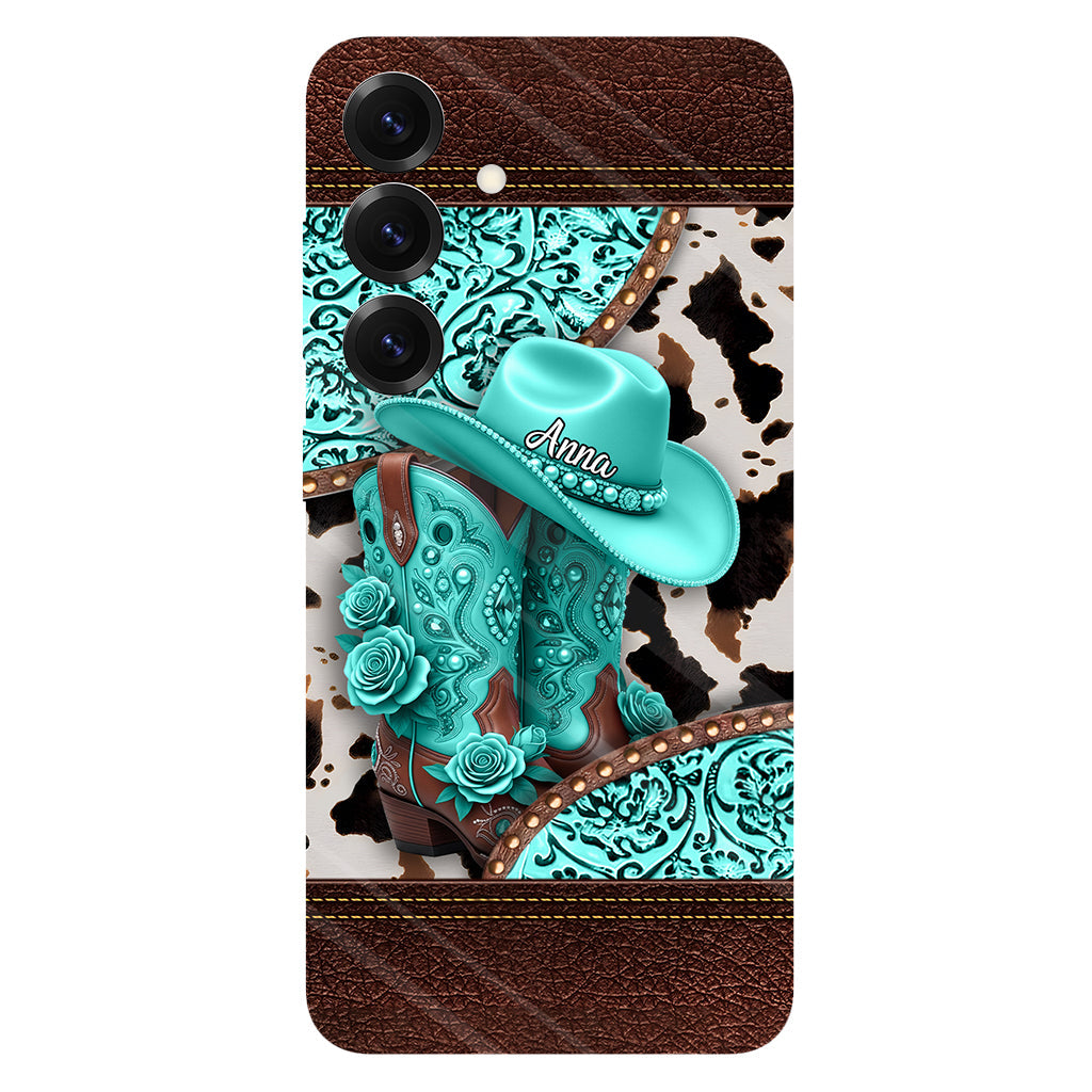 Western-Cowgirl-Stiefel – Personalisierte Handyhülle mit Cowgirl-Vollprint