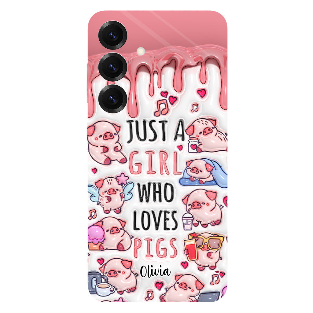 Juste une fille qui aime les cochons - Coque de téléphone personnalisée avec impression intégrale pour les amoureux des cochons