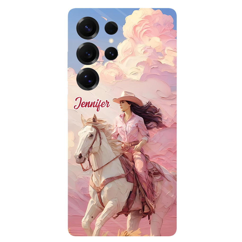 Coque de téléphone personnalisée avec imprimé intégral « Cowgirl rose »