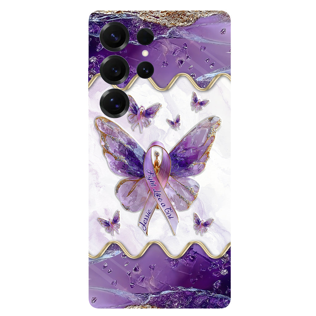 Combattez comme une fille - Coque de téléphone personnalisée avec impression intégrale pour la sensibilisation au lupus