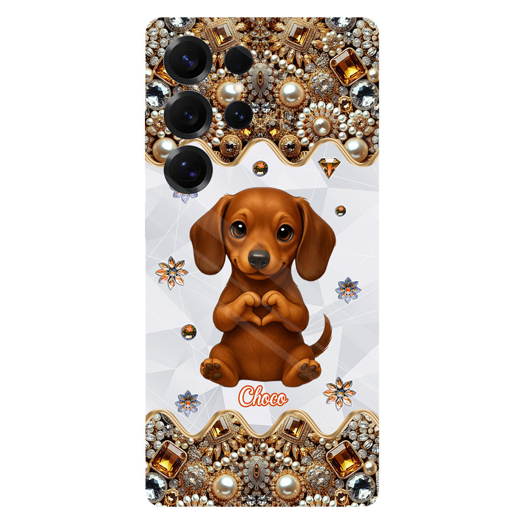 Coque de téléphone personnalisée avec motif de chiot/chat faisant des cœurs avec ses mains
