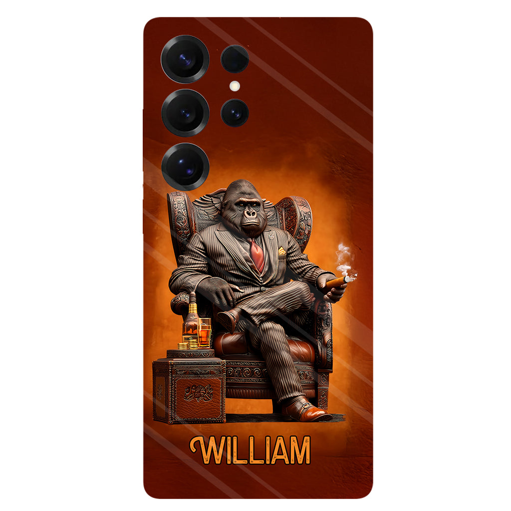 Whiskey & Cigar Gorilla - Coque de téléphone personnalisée avec impression intégrale sur le thème du whisky