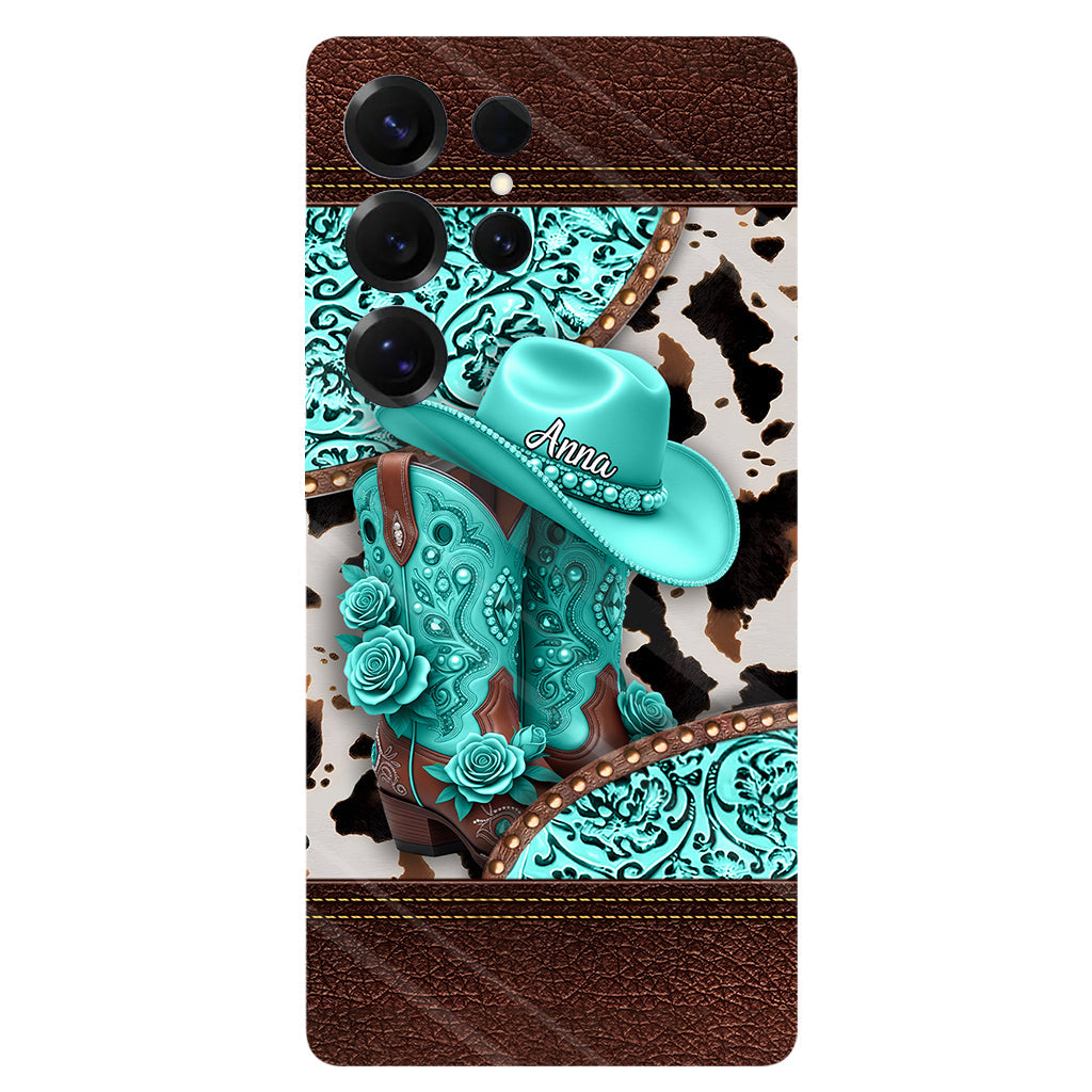 Western-Cowgirl-Stiefel – Personalisierte Handyhülle mit Cowgirl-Vollprint
