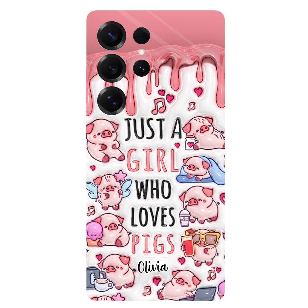 Juste une fille qui aime les cochons - Coque de téléphone personnalisée avec impression intégrale pour les amoureux des cochons