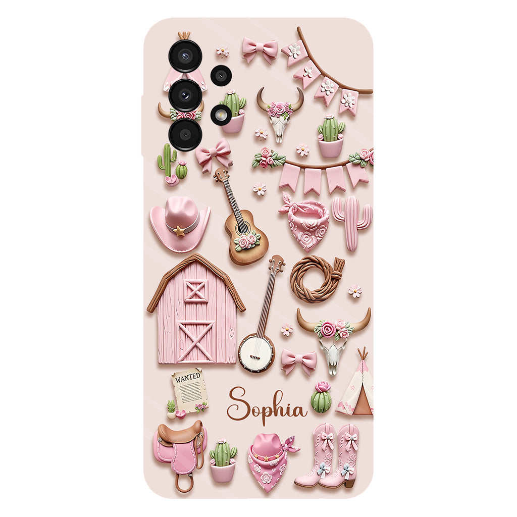 Coque de téléphone personnalisée avec imprimé intégral « Cowgirl rose »