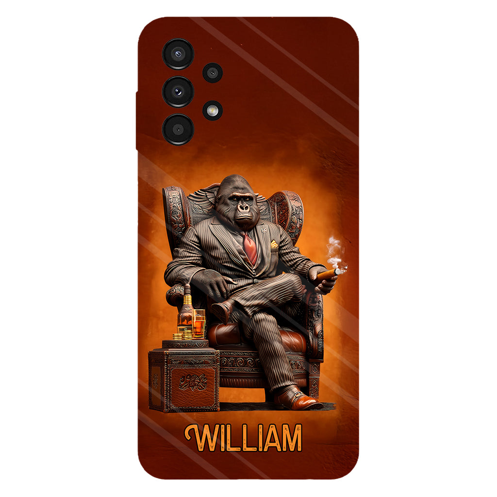 Whiskey & Cigar Gorilla - Coque de téléphone personnalisée avec impression intégrale sur le thème du whisky