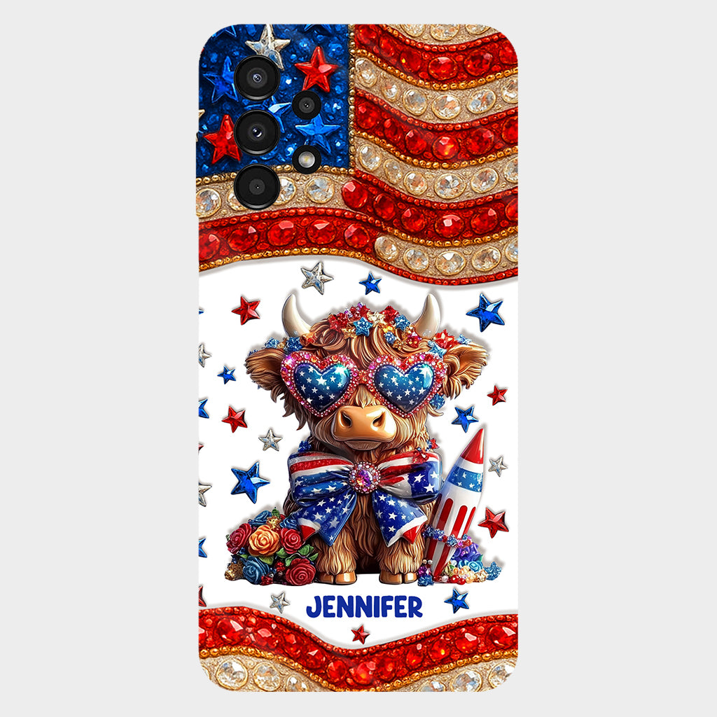 July 4th America - Personalized Highland Cow Full Print Phone Case