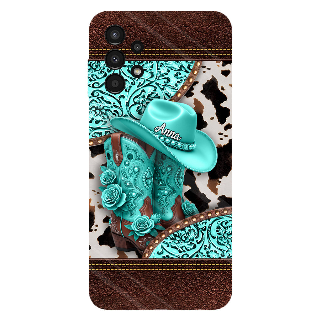Western-Cowgirl-Stiefel – Personalisierte Handyhülle mit Cowgirl-Vollprint