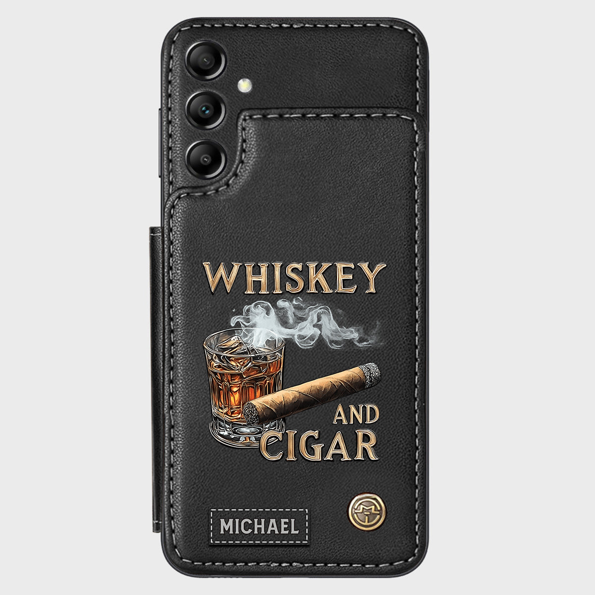Whiskey And Cigar - Personalized Whisky Wallet Phone Case