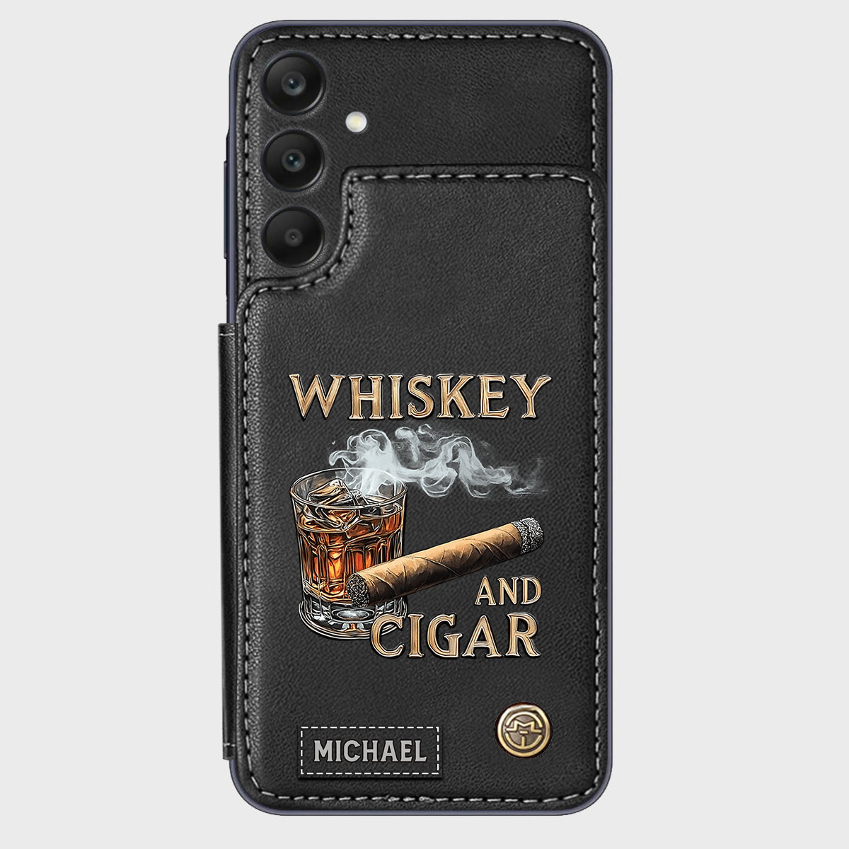 Whiskey And Cigar - Personalized Whisky Wallet Phone Case