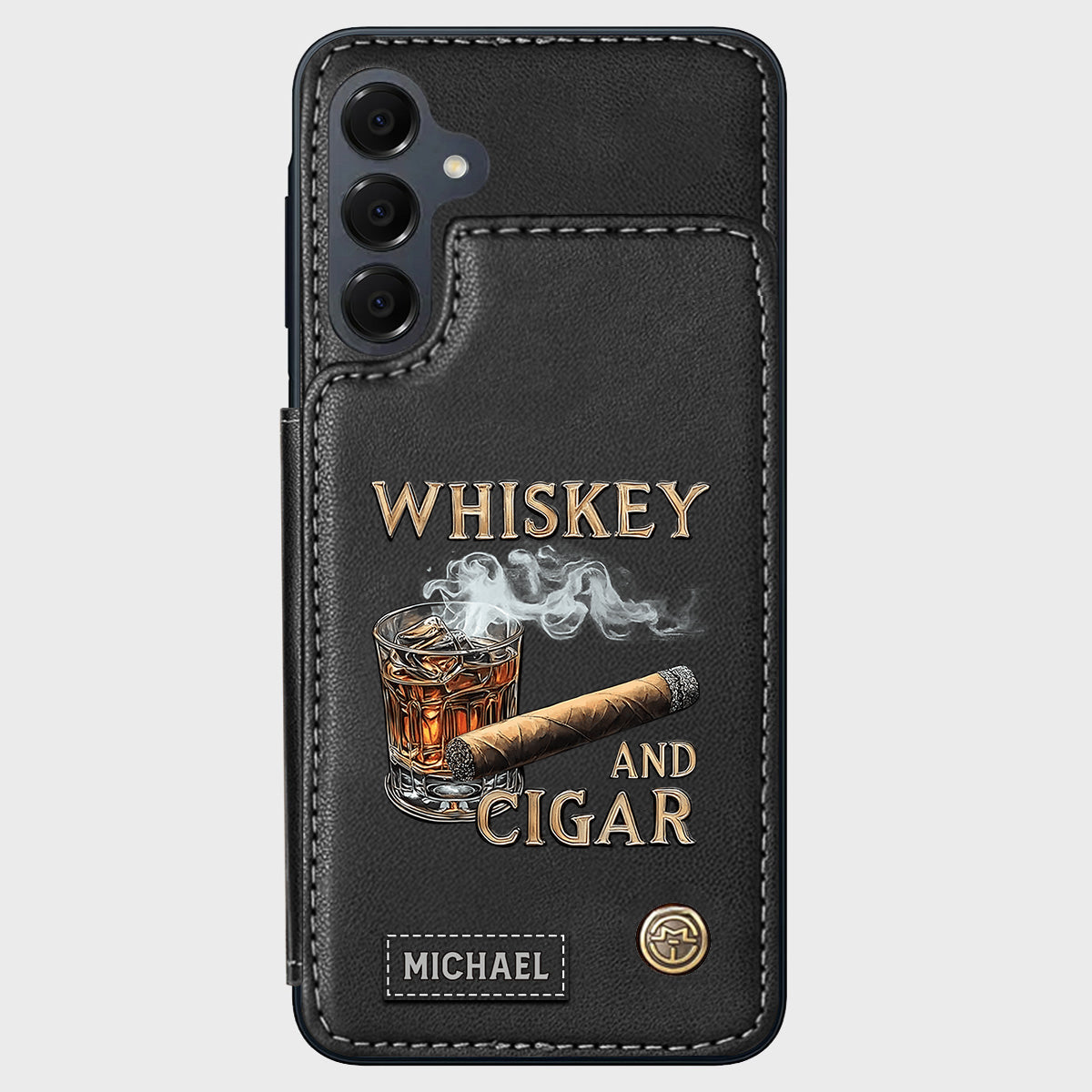 Whiskey And Cigar - Personalized Whisky Wallet Phone Case