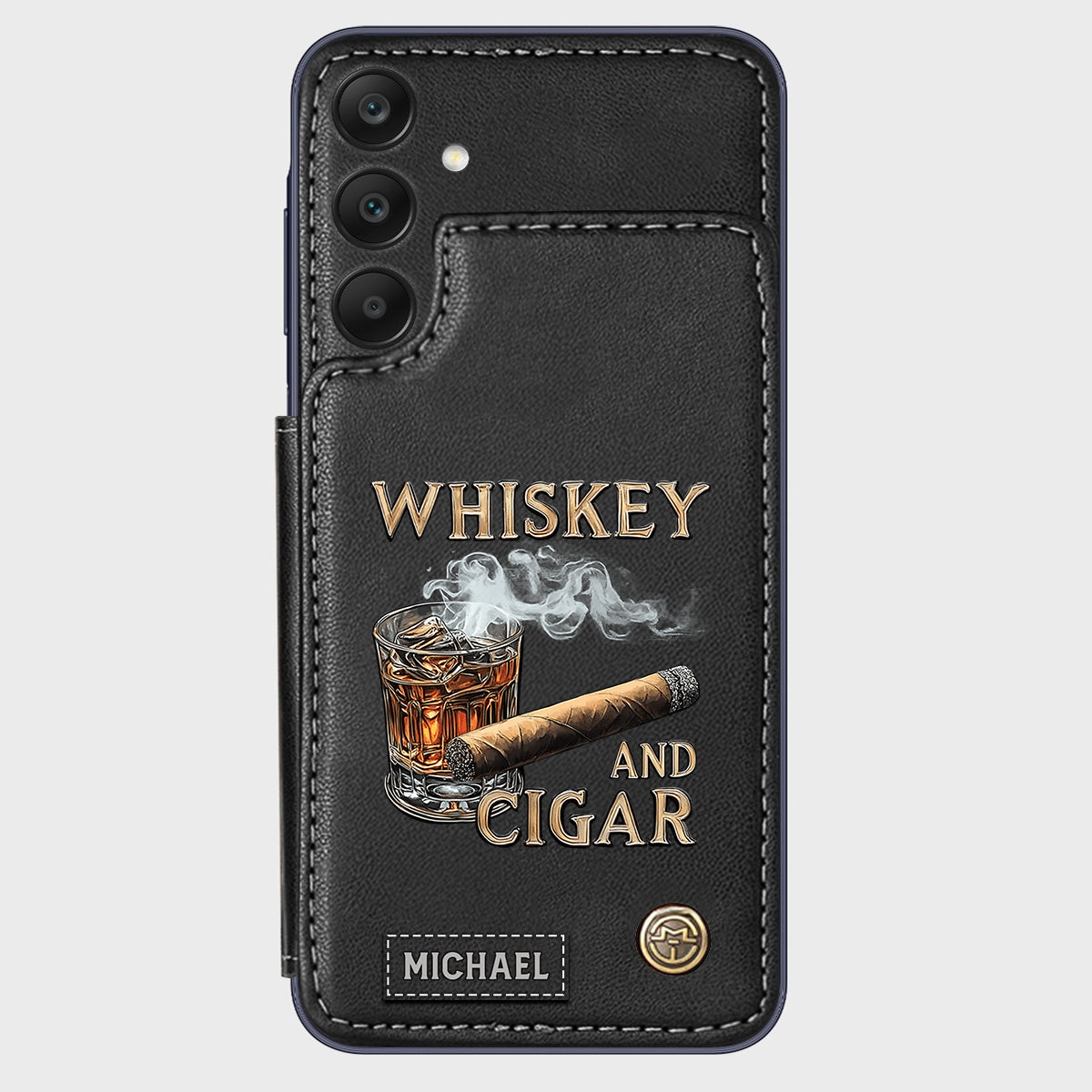 Whiskey And Cigar - Personalized Whisky Wallet Phone Case