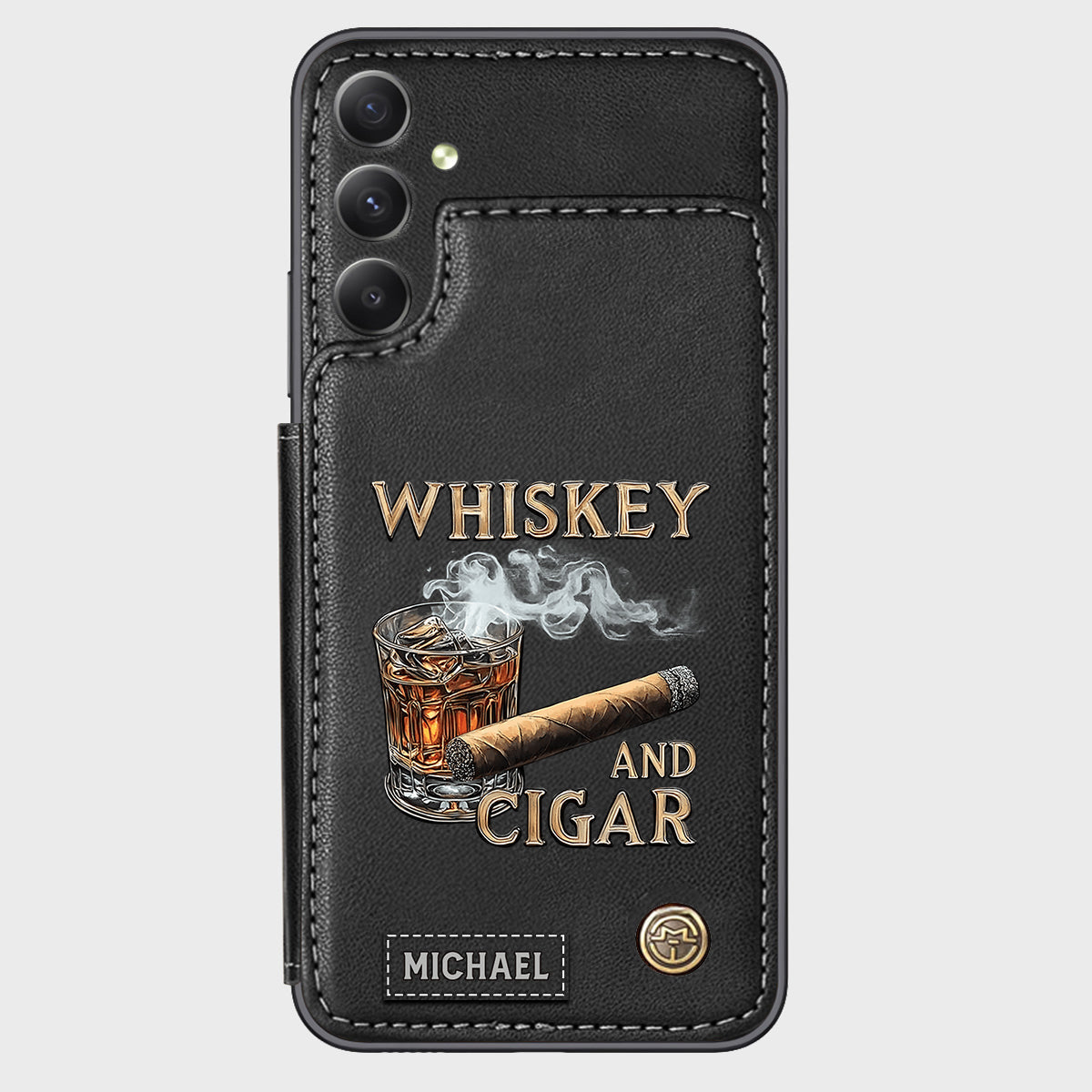 Whiskey And Cigar - Personalized Whisky Wallet Phone Case