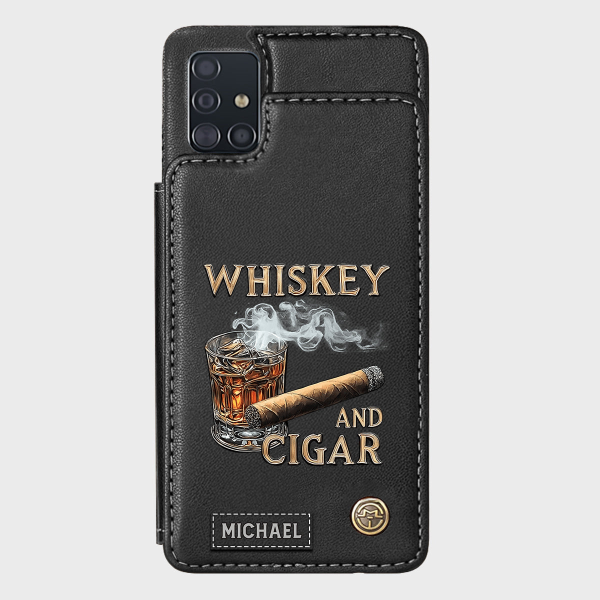 Whiskey And Cigar - Personalized Whisky Wallet Phone Case