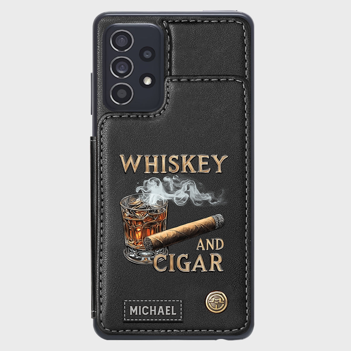 Whiskey And Cigar - Personalized Whisky Wallet Phone Case