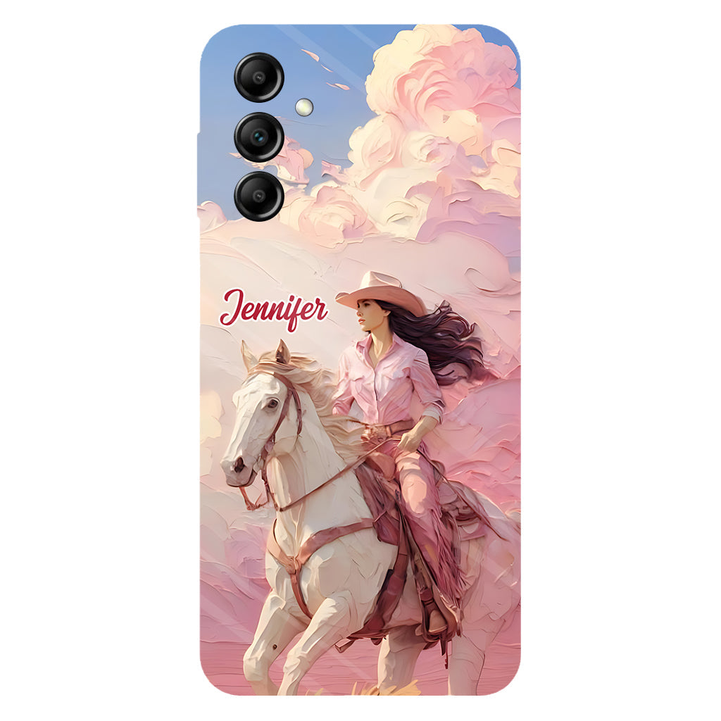 Coque de téléphone personnalisée avec imprimé intégral « Cowgirl rose »